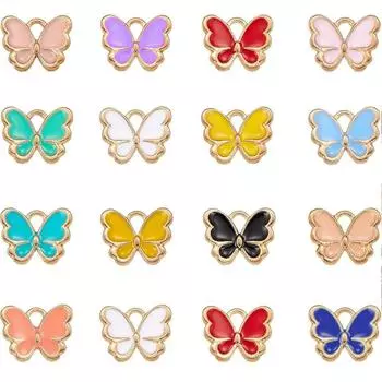 10/20/30 шт. случайных цветов сплава бабочки подвески позолоченные эмалированные бабочки подвески для браслетов ожерелий DIY Изготовление 10pcs
