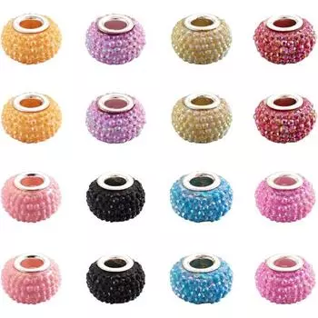 10/20/30 шт. смоляные европейские бусины с большим отверстием цвета AB, декоративные бусины с интервалами, подвеска для браслета, изготовление ювелирных изделий 14x9,5 мм Random Color 10pcs