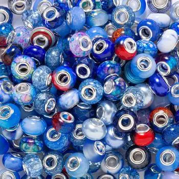 10/20/30 шт. смоляные синие европейские бусины с большими отверстиями для изготовления ювелирных изделий с большими отверстиями, бусины с большим расстоянием между отверстиями, кулоны, браслеты, ожерелья, ручка для рукоделия 10pcs