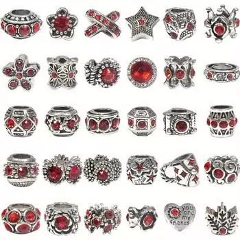 10/20/30 шт. сплав материала красная серия бусины с большими отверстиями декоративные бусины разделительные бусины DIY браслет ожерелье серьги брелок изготовление ювелирных изделий 10pcs