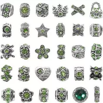 10/20/30 шт. сплав светло-зеленой серии бусина с большим отверстием декоративная бусина разделительная бусина DIY браслет ожерелье серьги брелок изготовление ювелирных изделий 10pcs