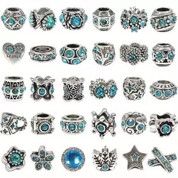 10/20/30 шт. сплава светло-голубой серии бусина с большим отверстием декоративная бусина разделительная бусина DIY браслет ожерелье серьги брелок изготовление ювелирных изделий 10pcs