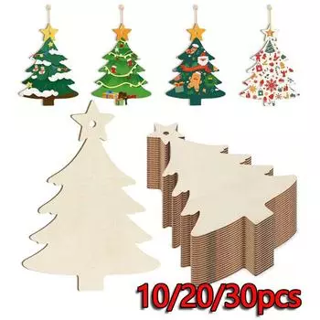 10/20/30 шт. Веселые рождественские елочные деревянные безделушки Бирки DIY украшения для поделок Рождественские шары Украшения Рождество Новый год Декор Навидад