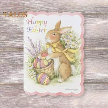 10/20/30 шт. Вырезанные пасхальные поздравительные открытки с кроликом, вдохновляющие сообщения, художественные открытки с конвертами для объявлений, праздничные заметки 10 pcs