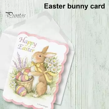 10/20/30 шт. Вырезанные пасхальные поздравительные открытки с кроликом, вдохновляющие сообщения, художественные открытки с конвертами для объявлений, праздничные заметки 10 pcs
