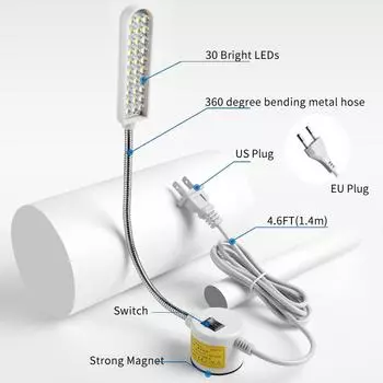 10/20/30 светодиодных промышленных швейных машин, осветительная лампа, аксессуары для швейных машин, рабочее освещение, гибкая 360° гусиная шея 10LEDS