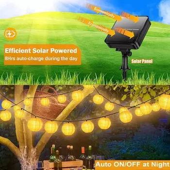 10/20/30 светодиодов гирлянда на солнечных батареях уличный водонепроницаемый фонарь солнечные лампы 8 режимов освещения для рождественского свадебного сада 3.5M 10 LEDS теплый белый