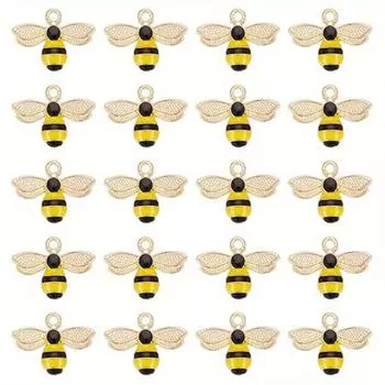 10/20/40 шт эмалевых подвесок в виде пчелы, подвески в виде медоносной пчелы из сплава, металлические милые подвески в виде насекомых для изготовления ювелирных изделий, ожерелья, браслета, серег 10pcs