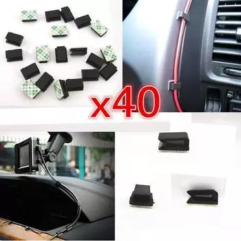 10/20/40 шт. автомобильные стяжки для шнура передачи данных, провода для крепления кабеля, фиксированные зажимы, самоклеящиеся 10Pcs чёрный
