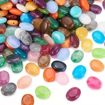 10/20/40 шт. Изысканные разноцветные акриловые овальные бусины 15x19 мм из цветного пластика с камнями для ювелирных изделий с отверстиями для бусин 10pcs