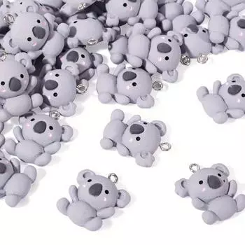 10/20/40 шт. Коала медведь смоляные украшения кулон животное удача ювелирные изделия опасность бусина DIY брелок ожерелье браслет серьги изготовление ювелирных изделий аксессуары 10pcs серый