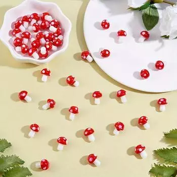 10/20/40 шт. Красные грибные стеклянные бусины ручной работы для браслетов, ожерелий, сережек, свободные бусины для украшений 10pcs красный