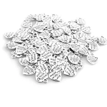 10/20/40 шт. металлические сердечки, подвески, серьги, браслет, ожерелье, брелок, закладка, изготовление ювелирных изделий, свадебный подарок на вечеринку 10pcs