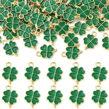 10/20/40 шт. подвески из сплава в виде капли масла, подвеска в виде зеленого клевера, украшения с клевером, декоративные аксессуары, серьги «сделай сам», ожерелья, браслеты 10pcs