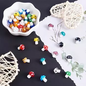 10/20/40 шт. стеклянных бусин-грибов, декоративные бусины ручной работы, браслеты, ожерелья, серьги и украшения, свободные бусины Random Color 10pcs
