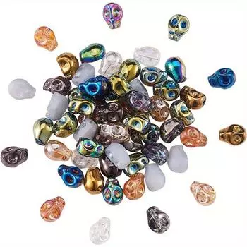 10/20/40 шт. Стеклянный материал AB цветной череп голова декоративные бусины DIY браслет ожерелье серьги брелок цепочка для ног цепочка для телефона 10pcs