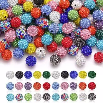 10/20/40 штук 15 разноцветных бусин, используемых для изготовления украшений, браслетов, ожерелий и декора своими руками, блестящие круглые бусины в форме диско-шара 10pcs