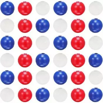 10/20/40 штук деревянных бусин красного, синего, белого цвета, круглые деревянные бусины, патриотические деревянные бусины, бусины для поделок, самодельные украшения для дома 10pcs