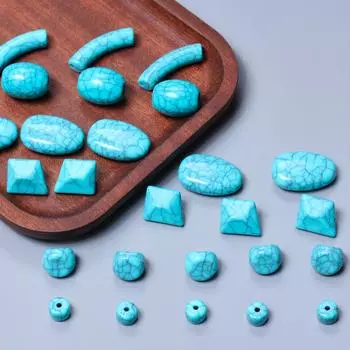 10/20/50 шт. 8,5-27 мм цилиндрические многогранные имитация бирюзы свободные разделительные бусины для подвесок, сережек, бисерный материал, большое количество аксессуаров Round Flat 8.5mm 100Pcs