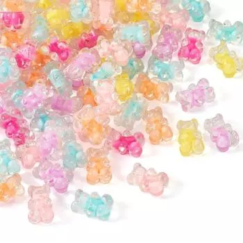 10/20/50 шт. Акриловые мягкие бусины в виде конфетных медведей, розовые бусины в виде животных, прозрачные бусины случайного цвета для браслетов, товары для рукоделия и изготовления ювелирных изделий 10pcs