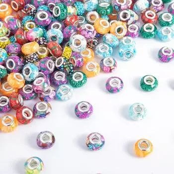 10/20/50 шт. Ассорти из европейских бусин для рукоделия, разноцветные стразы, бусины-разделители с большим отверстием для браслетов и подвесок своими руками, принадлежности для изготовления ювелирных изделий 10pcs разноцветный