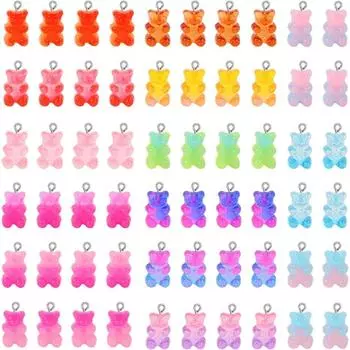 10/20/50 шт. градиент 3D DIY подвески в виде медведя серьги браслет ожерелье DIY изготовление ювелирных изделий подвески аксессуары для дизайна ногтей для взрослых DIY 10pcs разноцветный