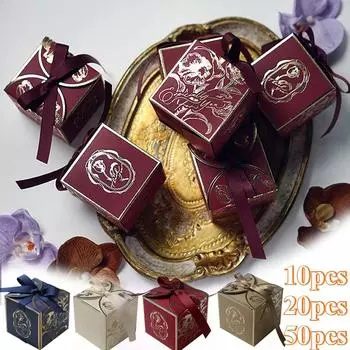 10/20/50 шт. Тюльпаны Цветочные коробки для конфет Подарочная картонная коробка Свадебная коробка для конфет Свадебная сопроводительная бумажная подарочная коробка Конфеты Упаковка 10pcs