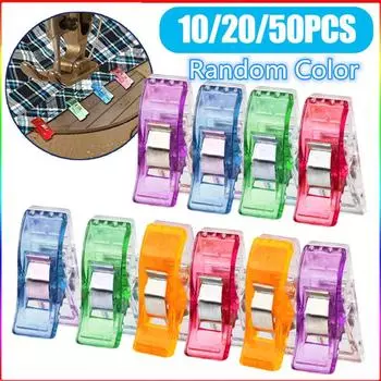 10/20/50 шт., зажимы для вязания разных цветов, пластиковые зажимы для рукоделия, шитья, домашнего офиса, зажимы для переплета 50PC разноцветный