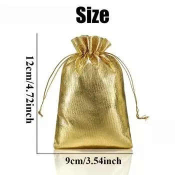10/20/50 шт. Золотая серебряная фольга, затягивающиеся мешочки, ювелирные изделия, конфеты, подарочные упаковочные мешочки, рождественские свадебные принадлежности для дня рождения 10PCS золотой
