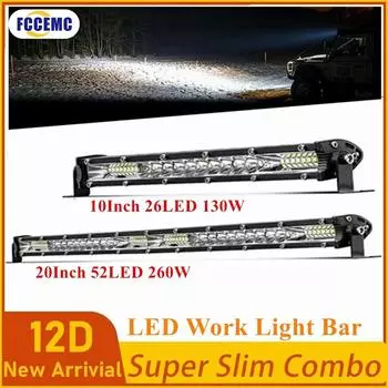 10/20 дюймов тонкий прожектор светодиодный бар внедорожный 12 В 24 В светодиодный автомобильный световой бар рабочий свет для 4x4 грузовика ATV внедорожника лодки lada Barra Lightbar