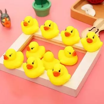 10/20 Мини Желтая резиновая уточка для купания Игрушка для ванны Пищащая водная игра Веселье для маленьких детей 10 pcs жёлтый