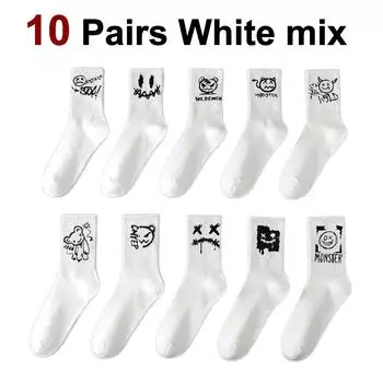 10/20 пар мужских вязаных носков до щиколотки с граффити-узором, подходящих для всех сезонов, удобных, дышащих, мягких, повседневных носков для пар One Size