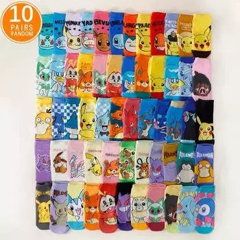 10/20 пар женских модных носков Four Seasons с рисунком из мультфильмов и аниме Pokmon Versatile Sweet and Cute Pikachu для повседневного носка для отдыха на природе One Size