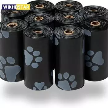 10/20 рулонов толстых герметичных мешков для собачьих экскрементов для прогулок на свежем воздухе из полиэтилена, утилизация отходов животных черного или зеленого цвета 10rolls чёрный