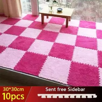 10/20 шт. 30*30 см ковры для гостиной, прикроватные детские мягкие волшебные плюшевые головоломки, толстые моющиеся коврики для ползания 10Pcs чёрный