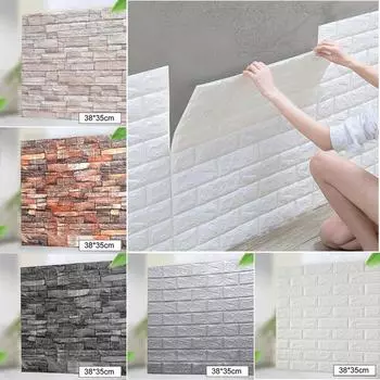 10/20 шт. 3D-наклейка на кирпичную стену, самоклеящаяся водонепроницаемая пенопластовая панель, обои для ванной, кухни 10 PCS белый
