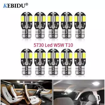 10/20 шт. 5730 8Smd W5W T10 светодиодные лампы для внутреннего освещения автомобиля, автоматический стоп-сигнал, указатель поворота для VW Golf Polo Passat Scirocco Tiguan 6000K, белый 10 PCS