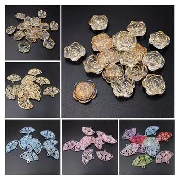 10/20 шт. AB цветной веер, свободные бусины с позолоченными краями, свободные бусины в виде листьев розы, модные ювелирные изделия «сделай сам», аксессуары, материалы ручной работы Cabbage leaf/20pcs шампанского