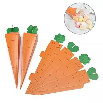 10/20 шт. Коробка в форме морковного конуса, кролик, пакеты для упаковки морковных конфет, пакеты для закусок, креативная 3D-коробка для моркови, конфеты, печенье, подарок 21x4x4 см 20pcs