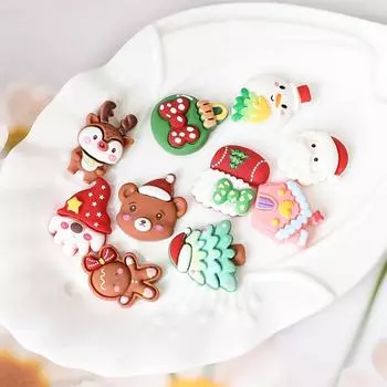 10/20 шт. милые мини рождественские плоские смоляные кабошоны скрапбукинг DIY ювелирные изделия ремесло украшения аксессуары рождественские подарки орнамент 10pcs