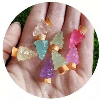 10/20 шт. Миниатюрная новогодняя елка из смолы, светящаяся в темноте, украшение для дома в виде сказочного сада, микроландшафтное украшение своими руками