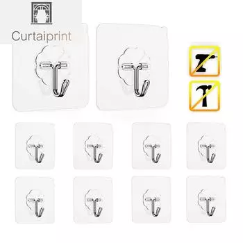 10/20 шт. настенные крючки, бесшовные самоклеящиеся крючки, дверные настенные вешалки, прозрачный многоразовый подвесной крючок для кухни, ванной комнаты 10pcs