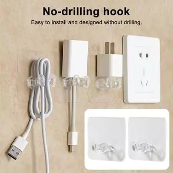 10/20 шт. настенные крючки для хранения, держатели для шнура, прозрачные, легко устанавливаемые, самоклеящиеся крючки для укладки кабеля 10 pcs