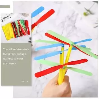 10/20 шт. Новинка, пластиковый бамбуковый пропеллер для стрекозы, классическая игрушка для улицы, подарок ребенку, вращающаяся летающая стрела, многоцветная, случайный цвет