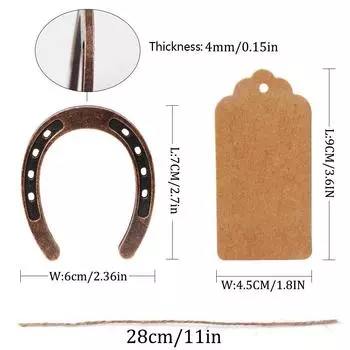 10/20 шт. Подкова на удачу, свадебные сувениры с бирками из крафт-бумаги, деревенские подарки в виде подковы для винтажной свадьбы, дня рождения, вечеринки, украшения