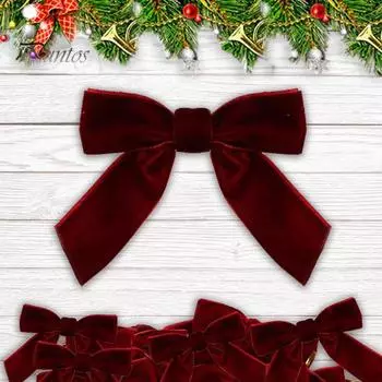 10/20 шт. рождественские бархатные банты, маленькие венок, бант, украшение, ручная работа, поделки своими руками, винно-красные банты, украшение на елку 10pcs