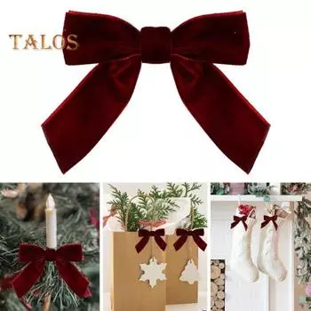 10/20 шт. рождественские бархатные банты, маленькие венок, бант, украшение, ручная работа, поделки своими руками, винно-красные банты, украшение на елку 10pcs