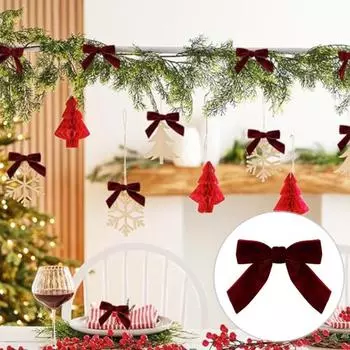 10/20 шт. рождественские бархатные банты, маленькие венок, бант, украшение, ручная работа, поделки своими руками, винно-красные банты, украшение на елку 10pcs