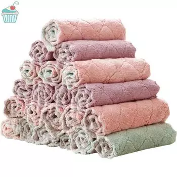 10/20 шт. Салфетки для мытья посуды, кухонные салфетки, бытовые многоцелевые впитывающие антипригарные салфетки для очистки масла из волокнистой ткани 30x30cm 10PCs