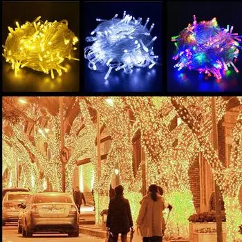 10/20M Праздничный светильник, светодиодная гирлянда, наружные светодиодные гирлянды, рождественский светильник, свадебный светильник для украшения сада 10M 100Leds EU Plug
